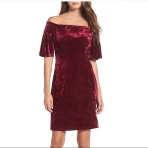 Eliza J Red Velvet Cold Shoulder Dress Size 8